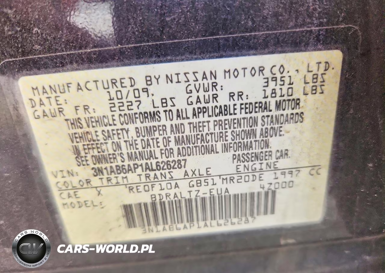 2010 Nissan Sentra 2.0 VIN:3N1AB6AP1AL626287 - 12