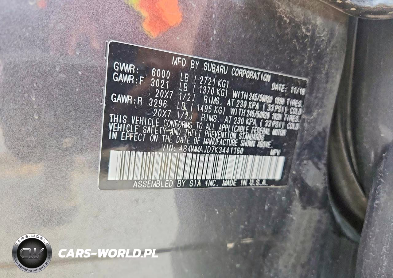 2019 Subaru Ascent Limited VIN:4S4WMAJD7K3441160 - 13