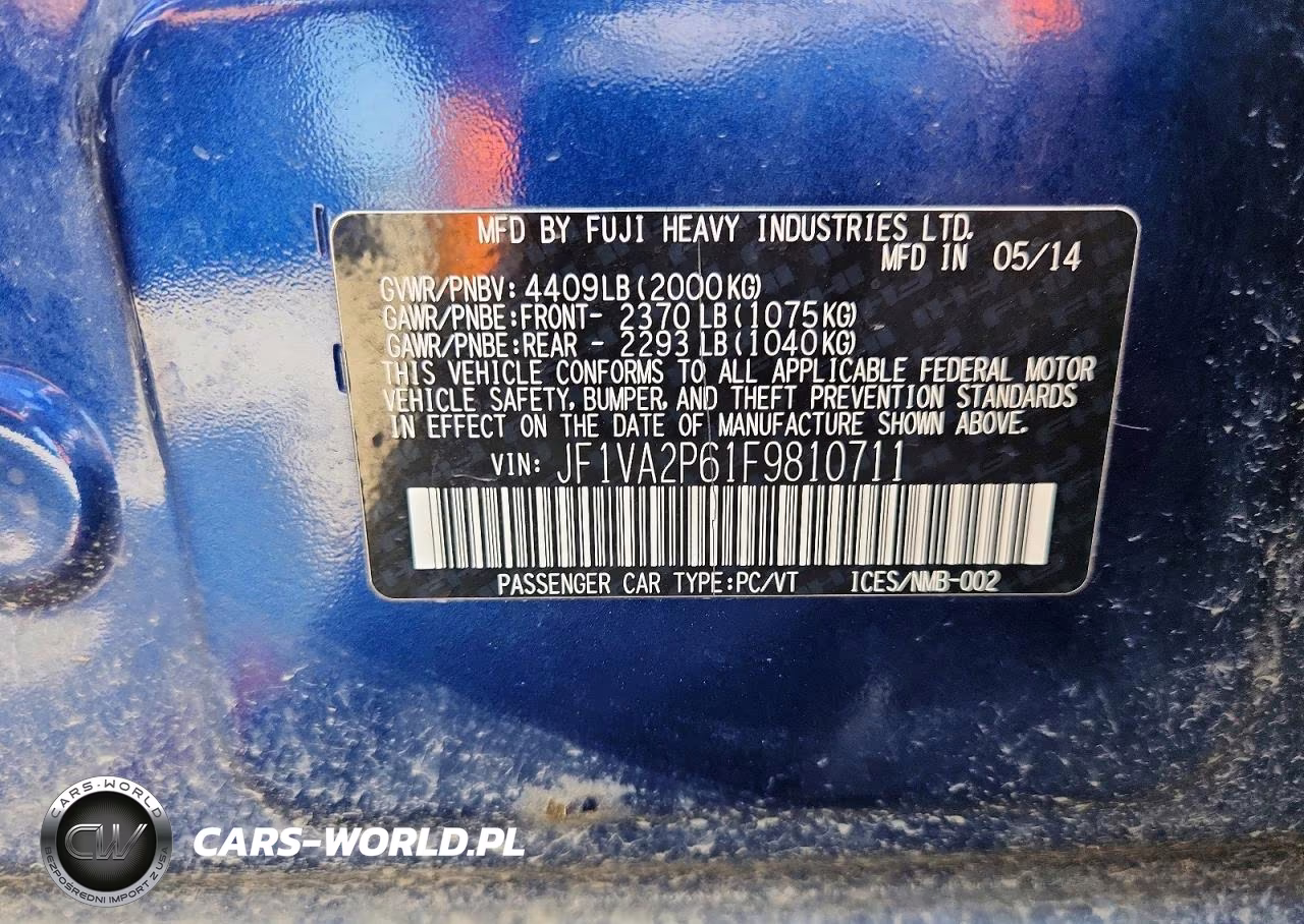 2015 Subaru Wrx Sti VIN:JF1VA2P61F9810711 - 13