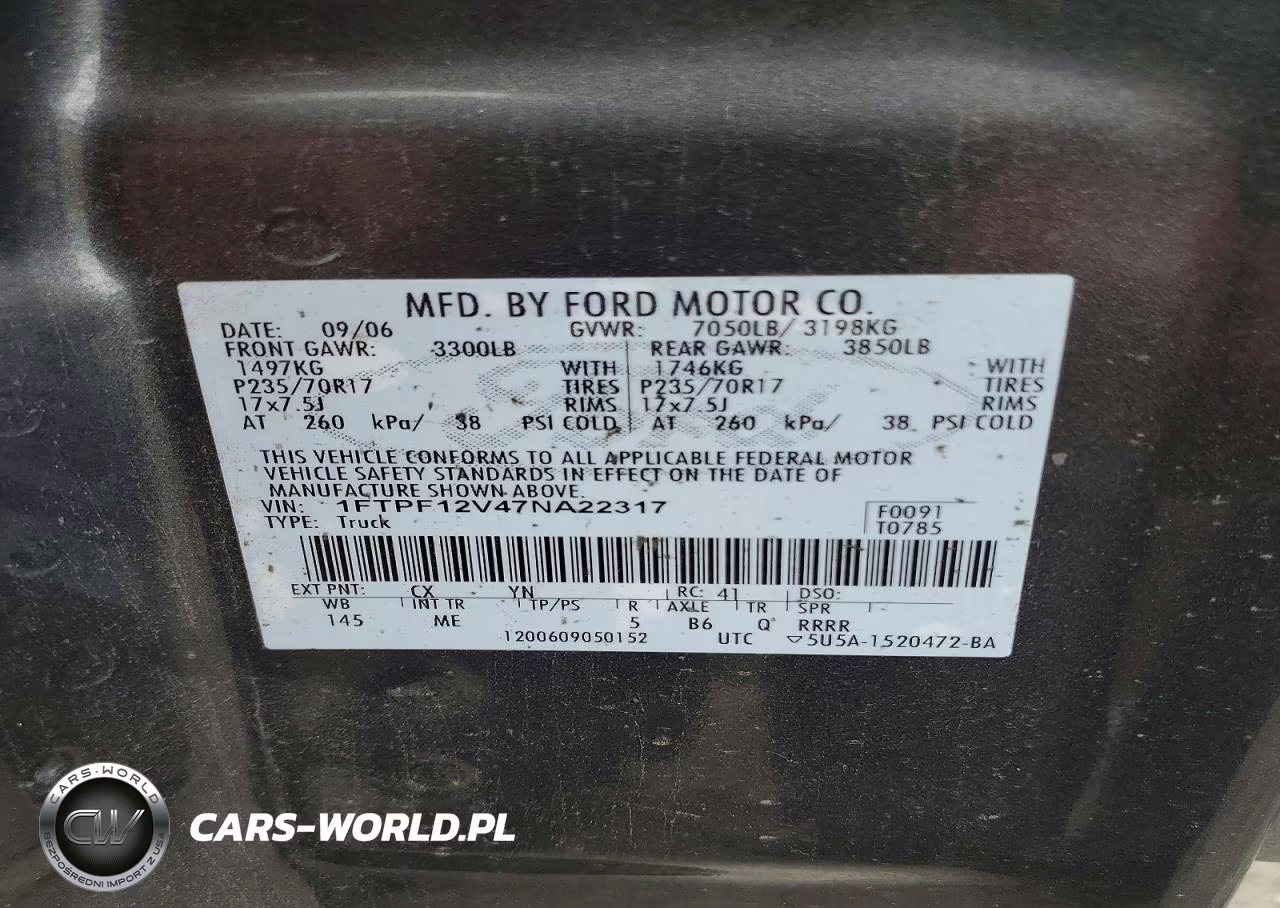 2007 Ford F150 VIN:1FTPF12V47NA22317 - 12