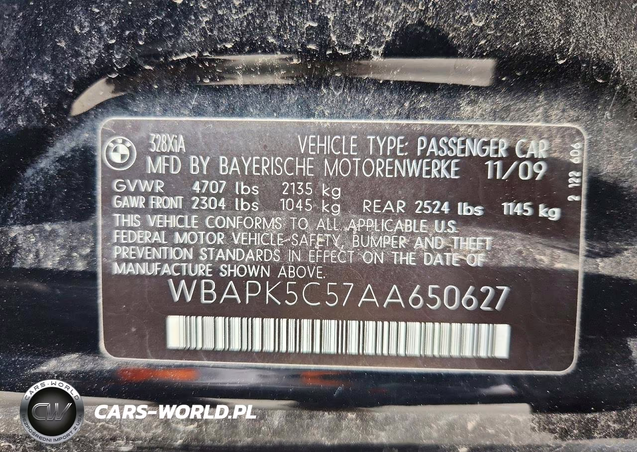 2010 BMW 328 Xi Sulev VIN:WBAPK5C57AA650627 - 12