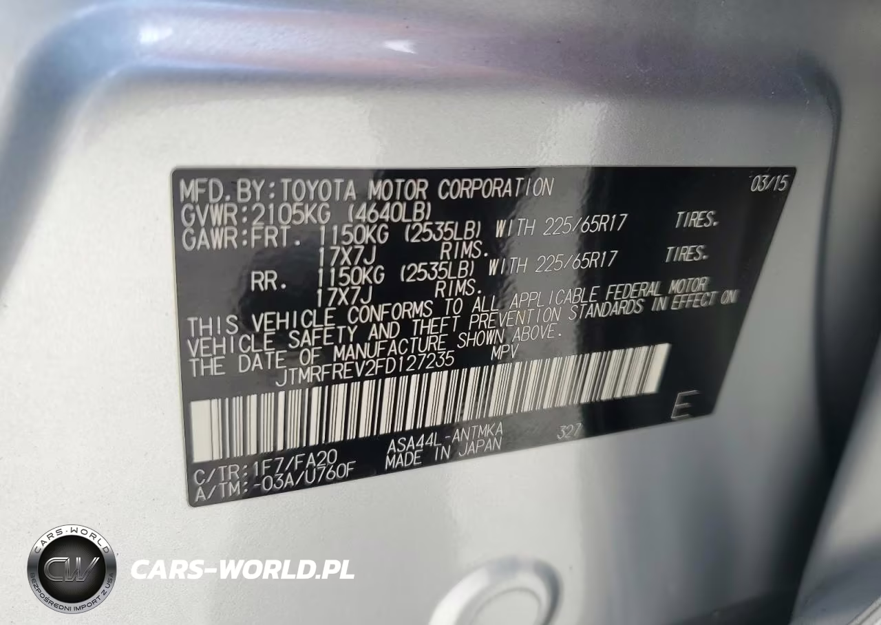 2015 Toyota Rav4 Xle VIN:JTMRFREV2FD127235 - 12