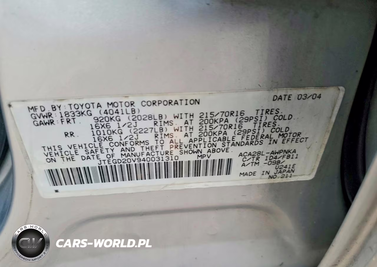2004 Toyota Rav4 Base VIN:JTEGD20V940031310 - 12