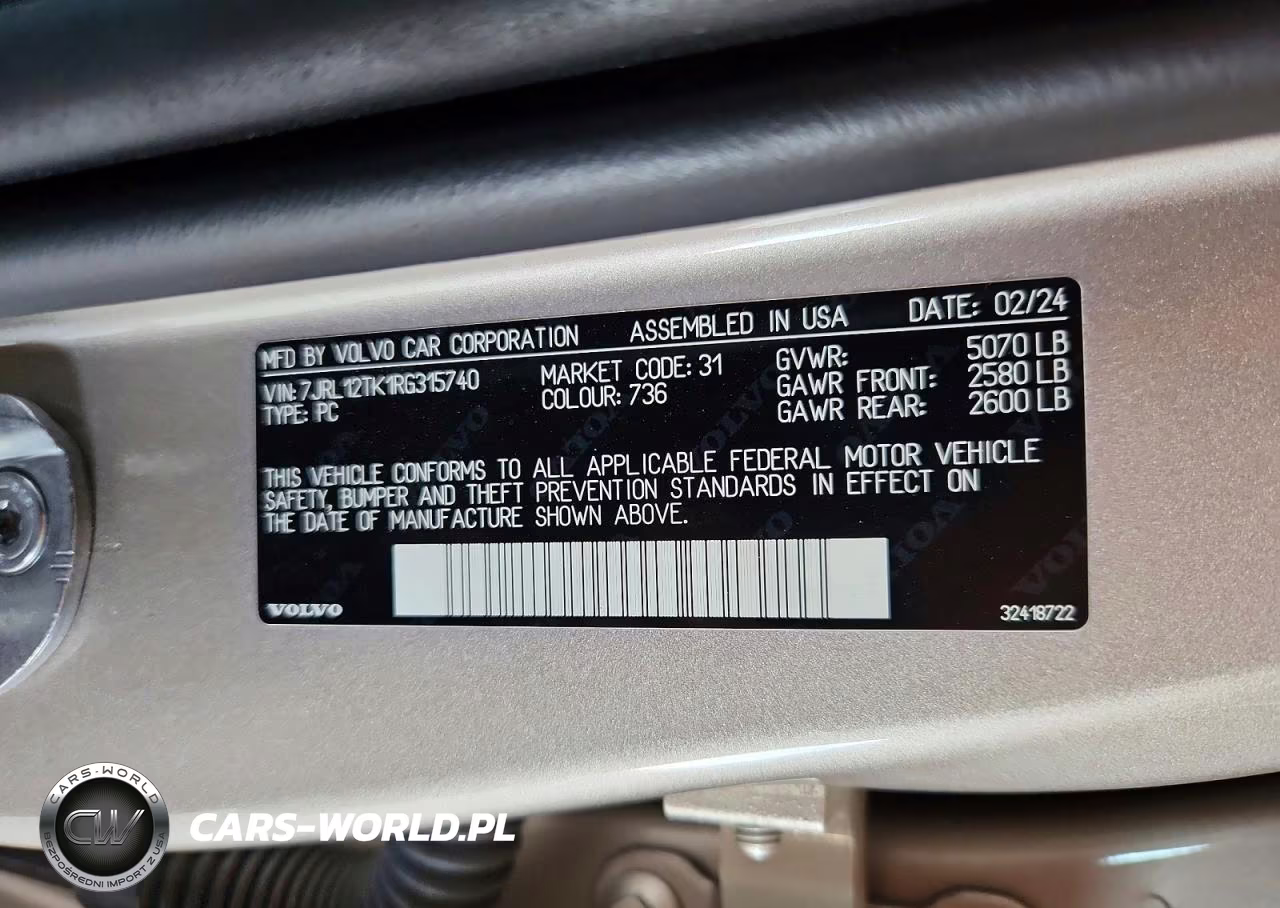 2024 Volvo S60 Core VIN:7JRL12TK1RG315740 - 12