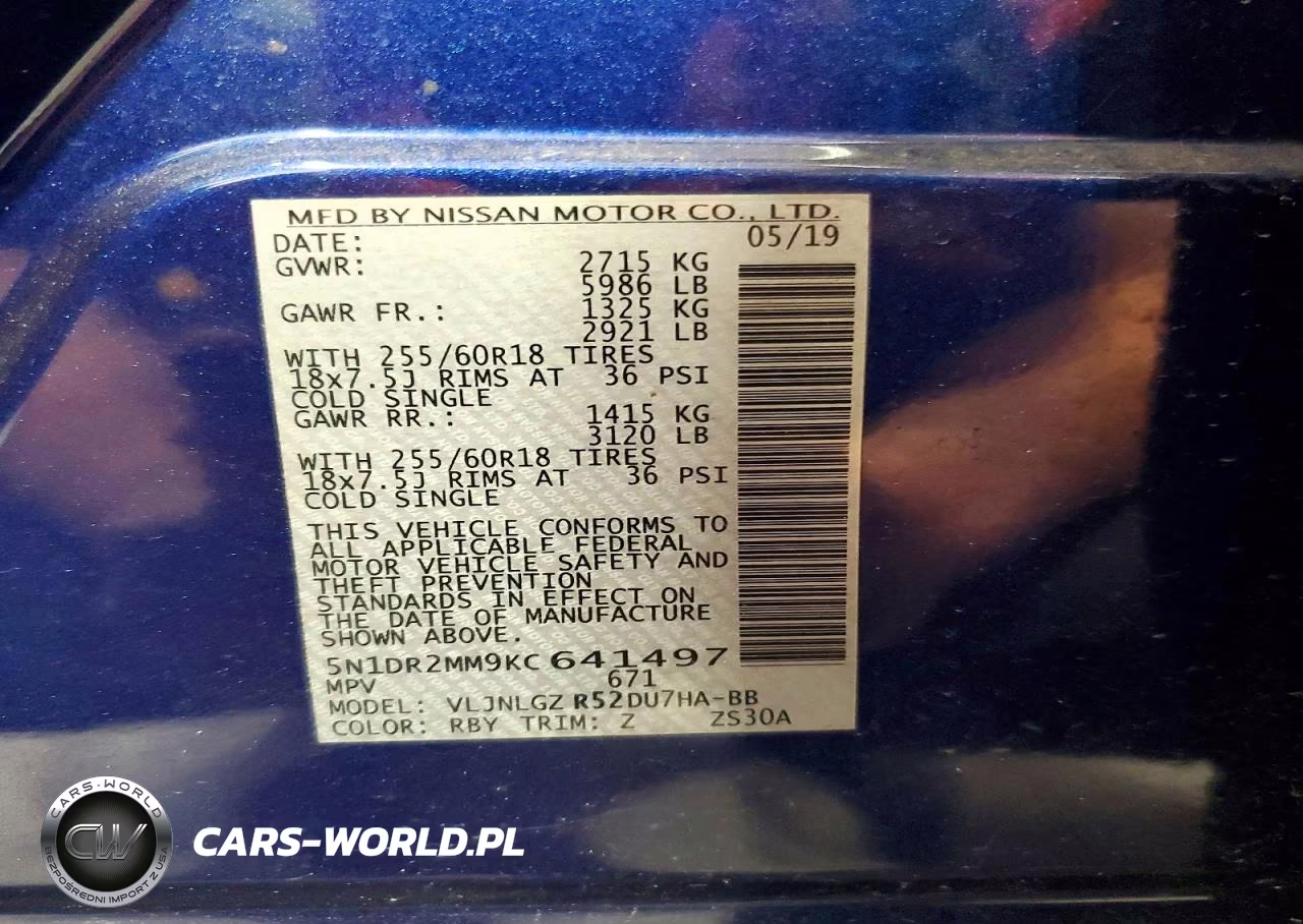 2019 Nissan Pathfinder Sl VIN:5N1DR2MM9KC641497 - 13