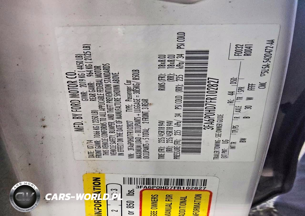 2015 Ford Fusion Se VIN:3FA6P0HD7FR102827 - 12