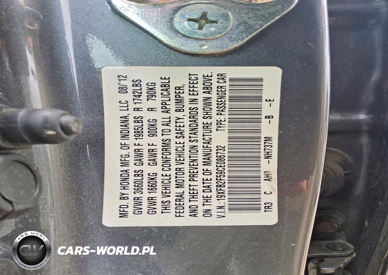 2012 Honda Civic Lx VIN:19XFB2F59CE086732 - 12