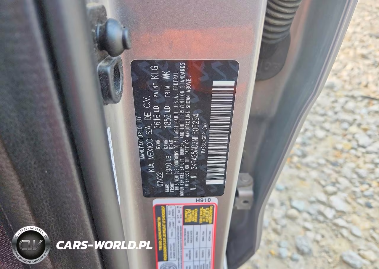 2022 Kia Rio S VIN:3KPA25AD2NE506294 - 12