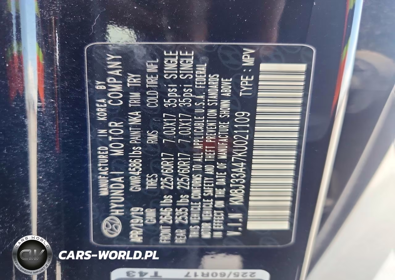 2019 Hyundai Tucson Value VIN:KM8J33A47KU021109 - 12