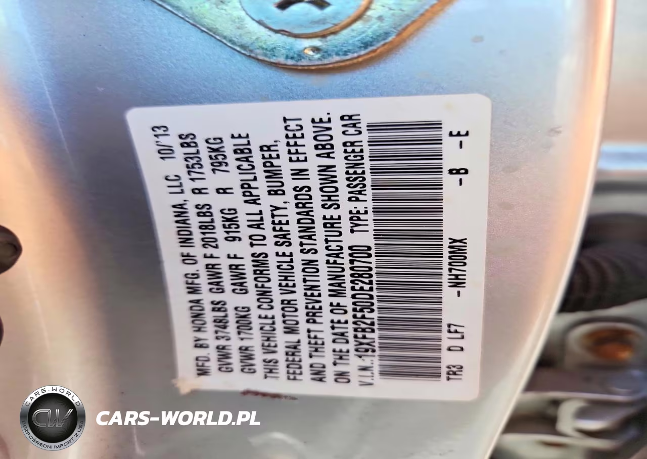 2013 Honda Civic Lx VIN:19XFB2F50DE280700 - 12