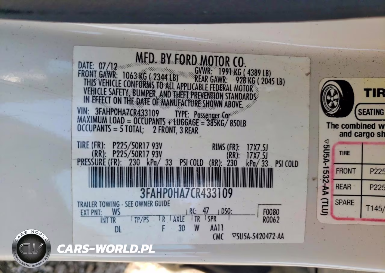 2012 Ford Fusion Se VIN:3FAHP0HA7CR433109 - 12