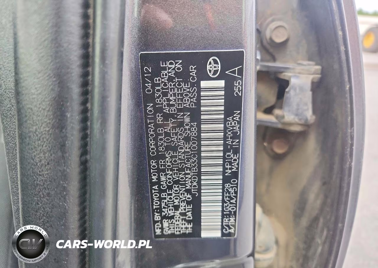 2012 Toyota Prius C Two VIN:JTDKDTB33C1007884 - 12