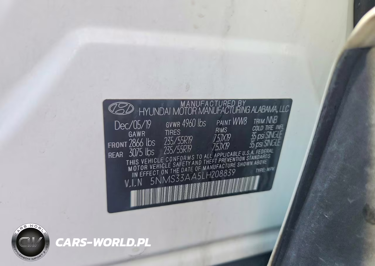 2020 Hyundai Santa Fe Sel 2.0T VIN:5NMS33AA5LH208839 - 12