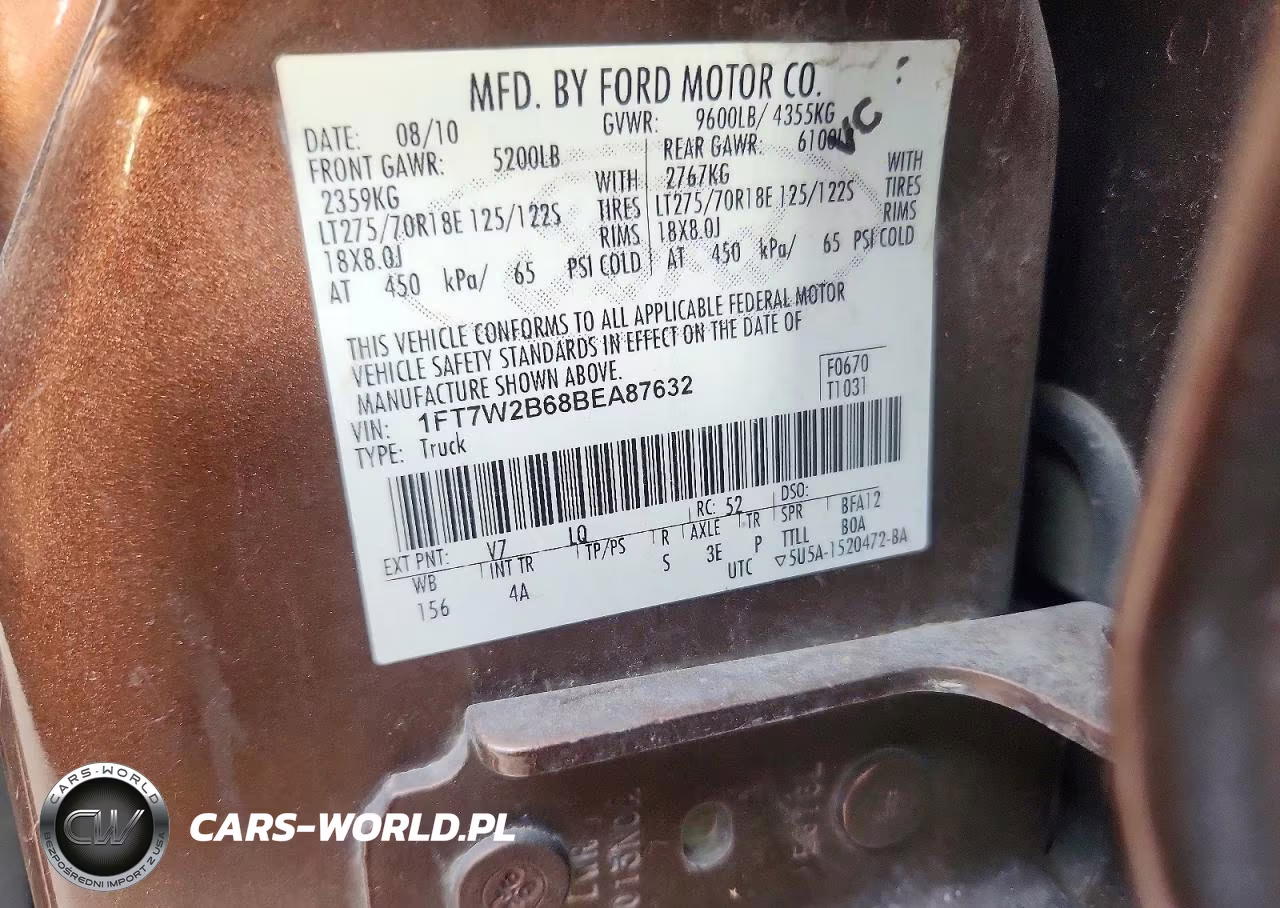 2011 Ford F250 Super Duty VIN:1FT7W2B68BEA87632 - 12