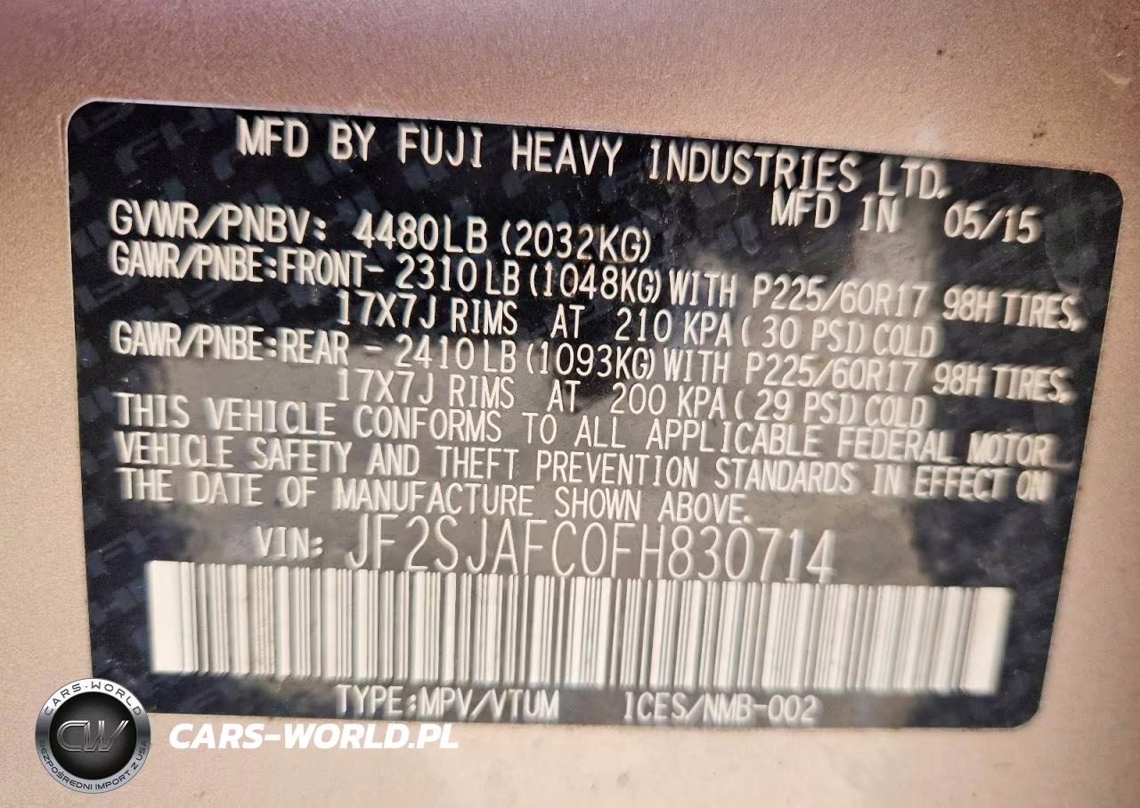 2015 Subaru Forester 2.5I Premium VIN:JF2SJAFC0FH830714 - 13