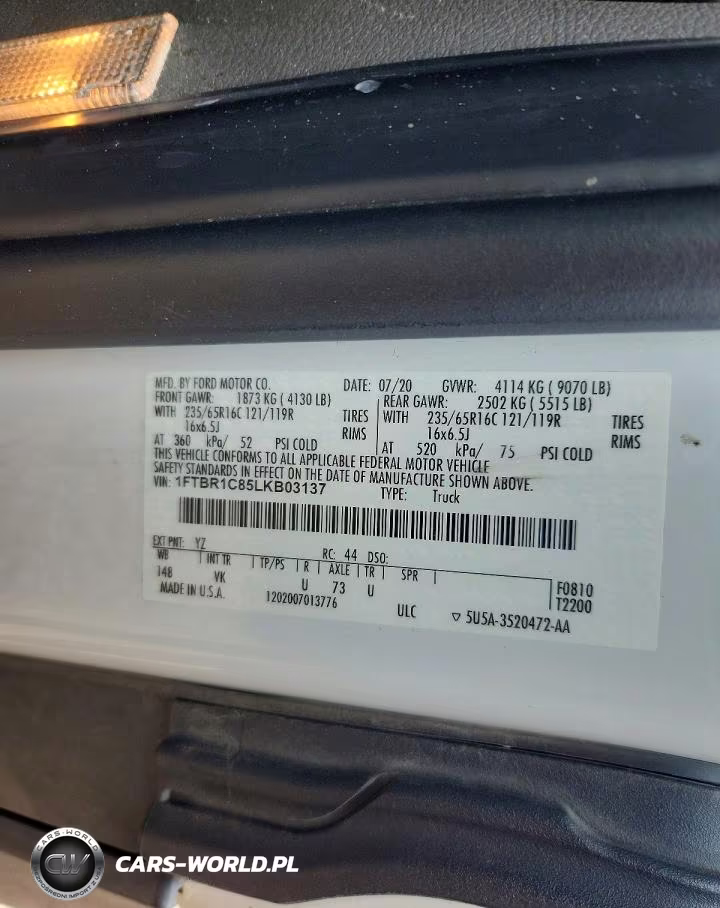 2020 Ford Transit 250 Delivery Van VIN:1FTBR1C85LKB03137 - 13