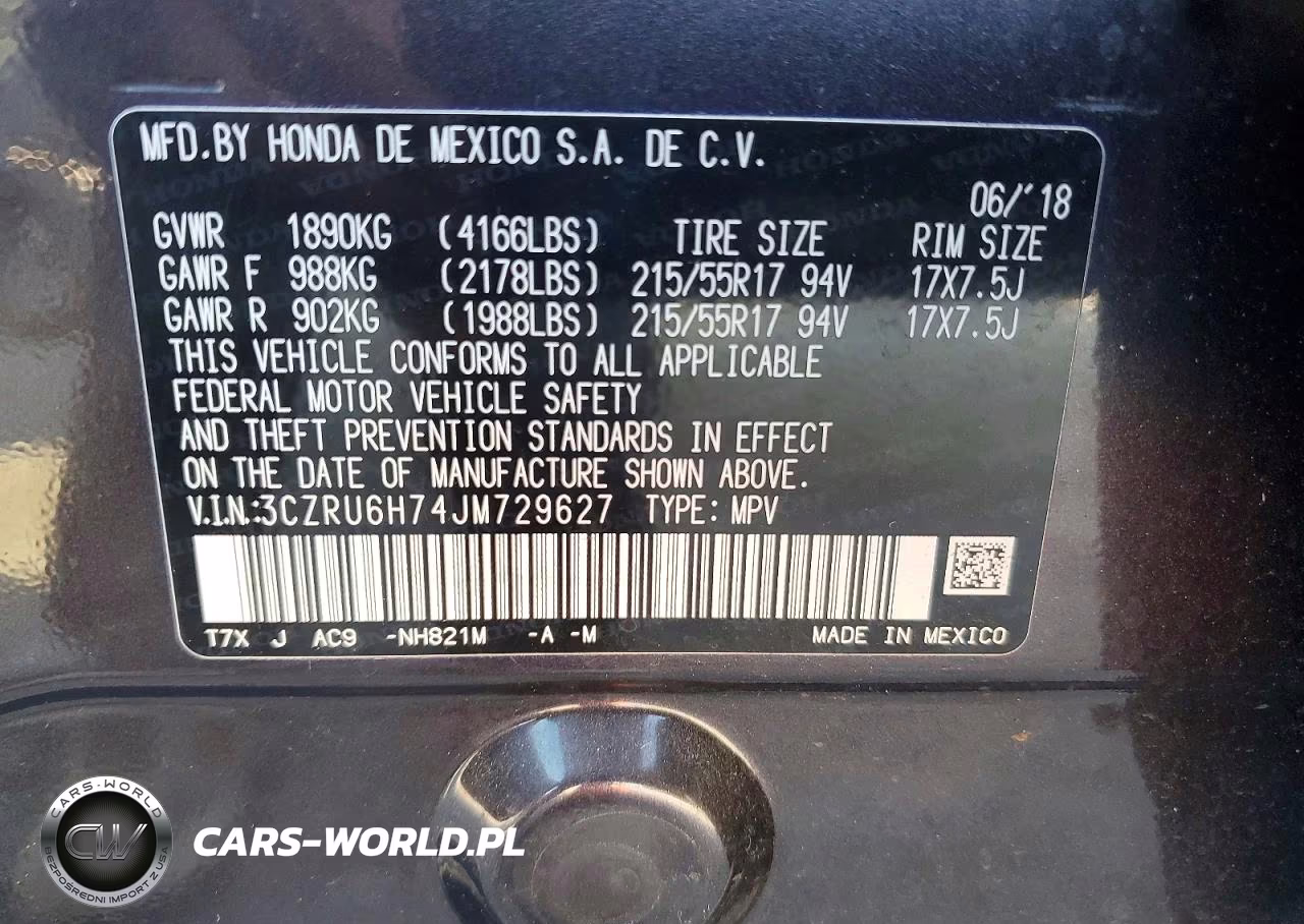 2018 Honda Hr-V Exl VIN:3CZRU6H74JM729627 - 14