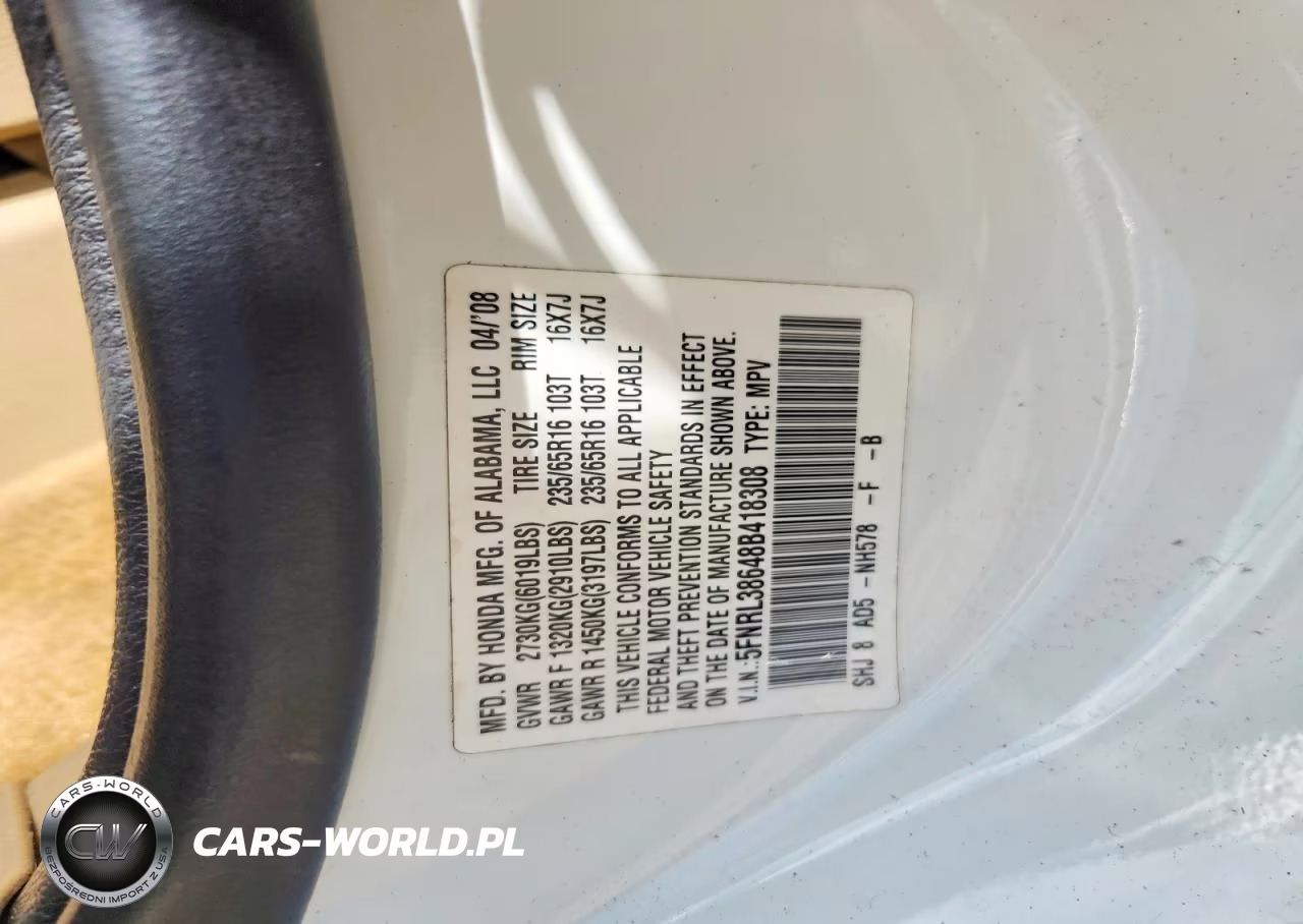 2008 Honda Odyssey Exl VIN:5FNRL38648B418308 - 13