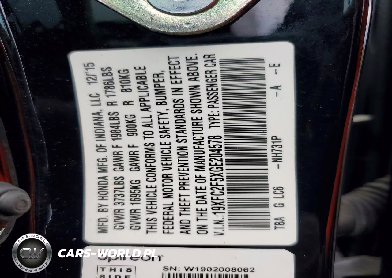 2016 Honda Civic Lx VIN:19XFC2F5XGE204578 - 12
