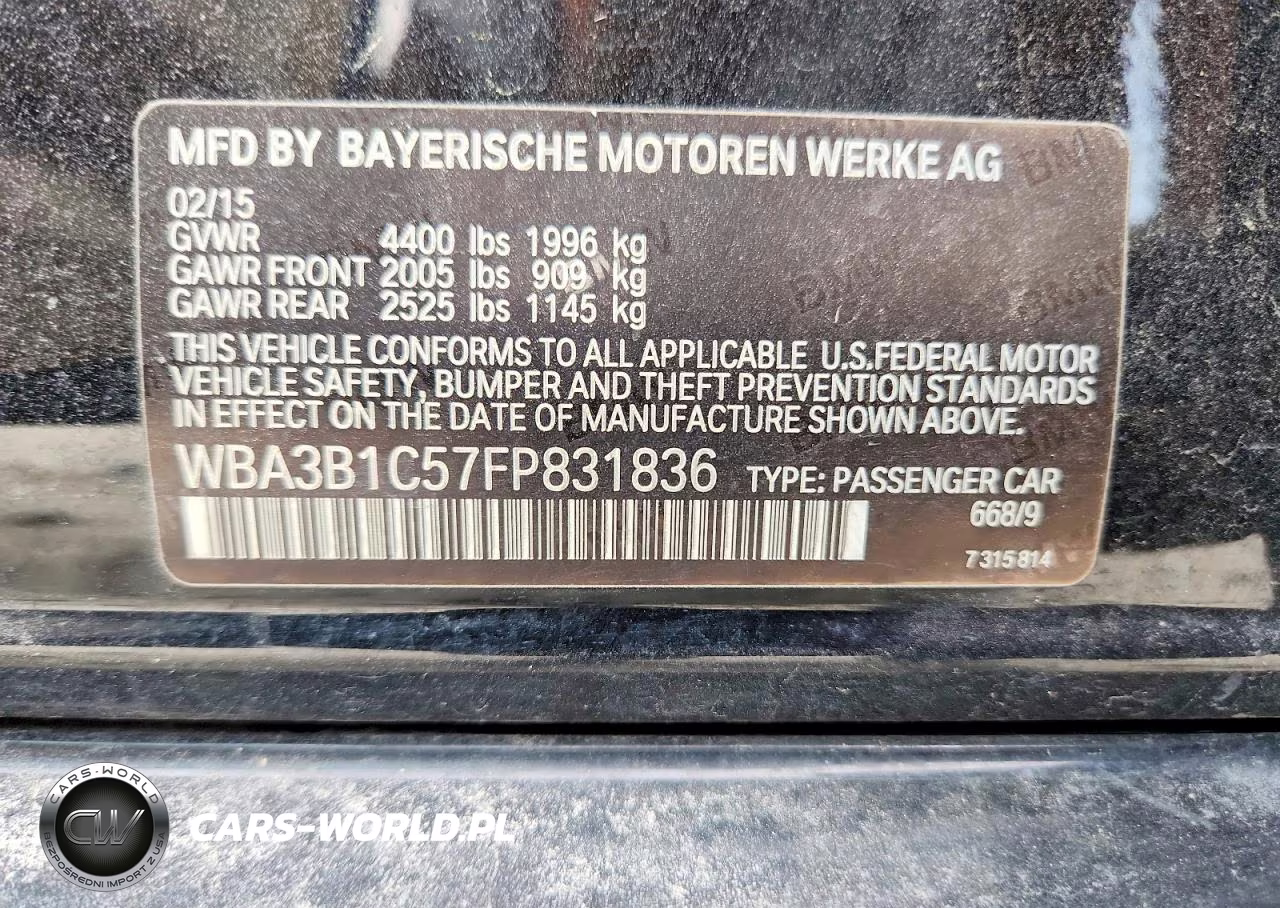 2015 BMW 320 I VIN:WBA3B1C57FP831836 - 12