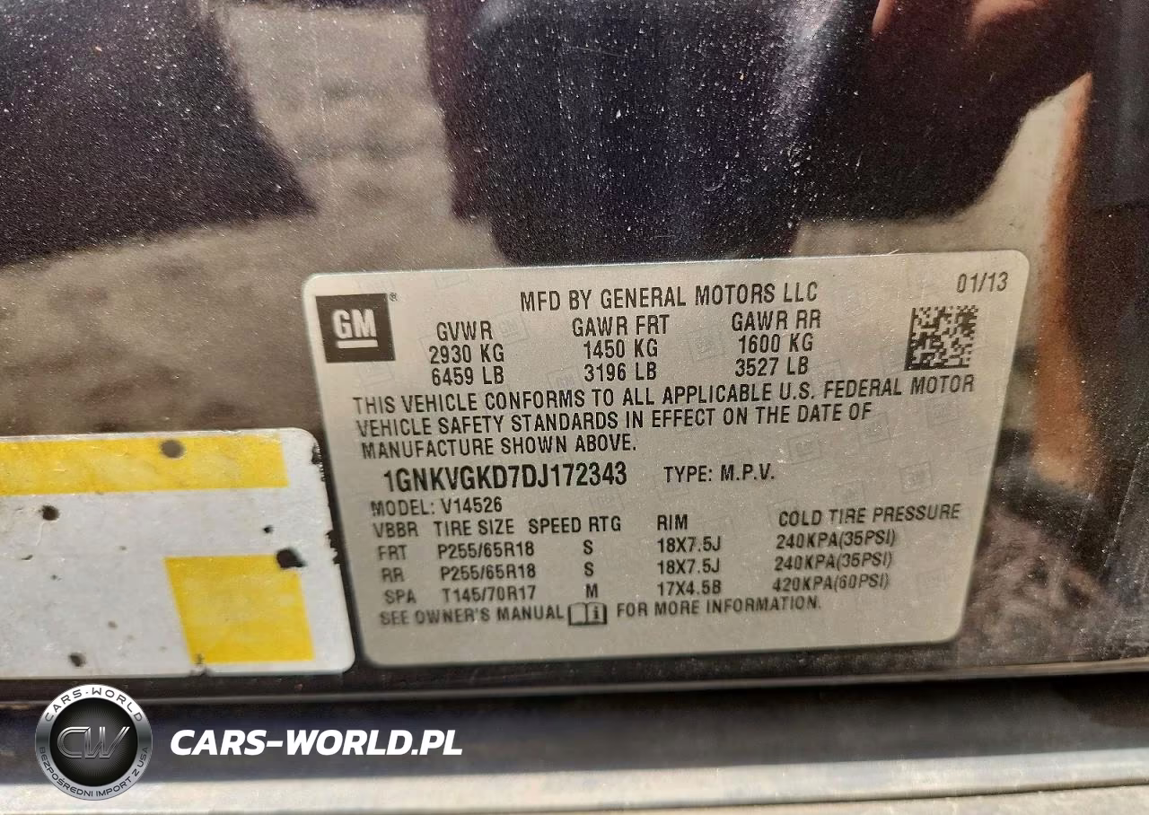 2013 Chevrolet Traverse Lt VIN:1GNKVGKD7DJ172343 - 13