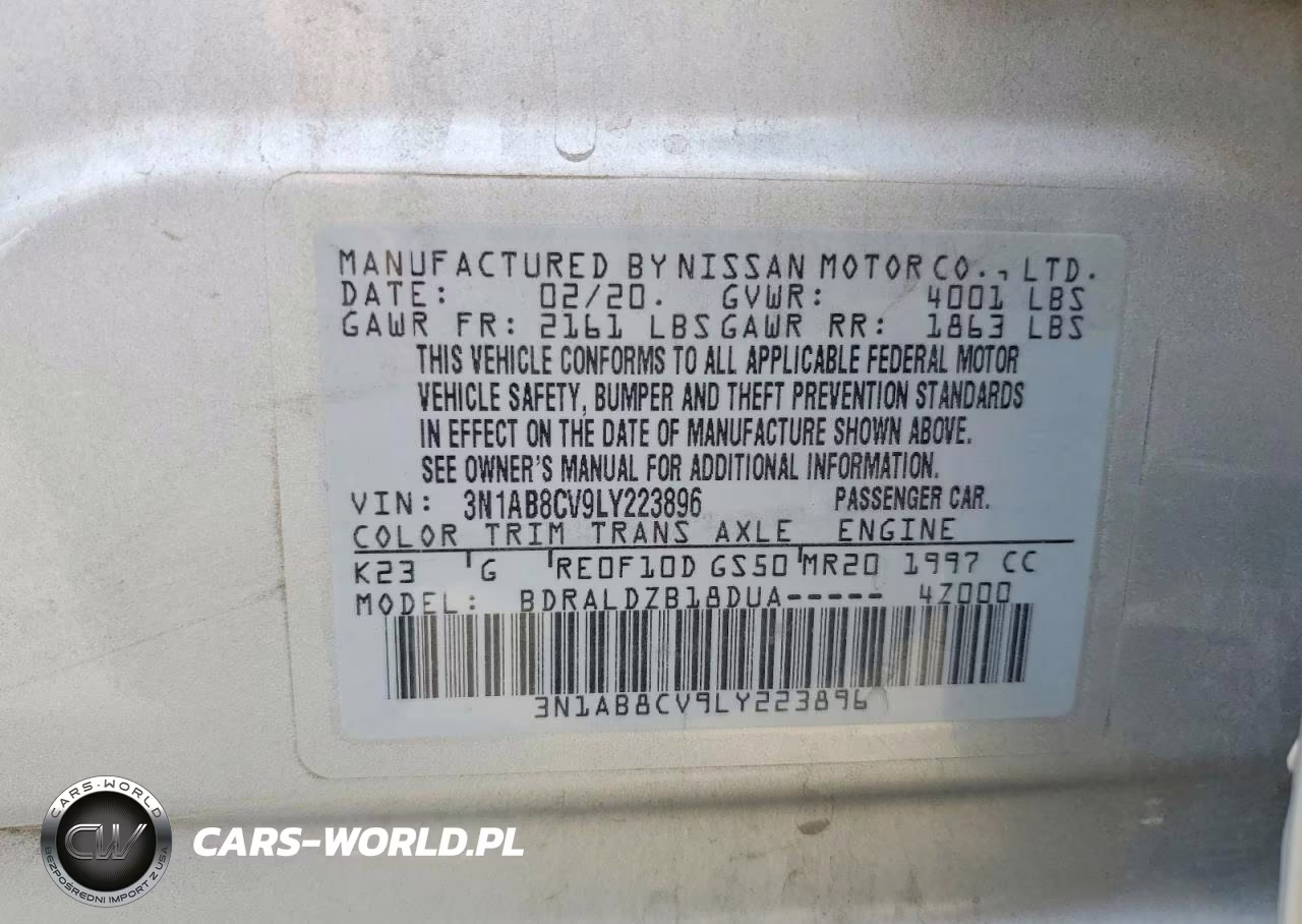 2020 Nissan Sentra Sv VIN:3N1AB8CV9LY223896 - 12