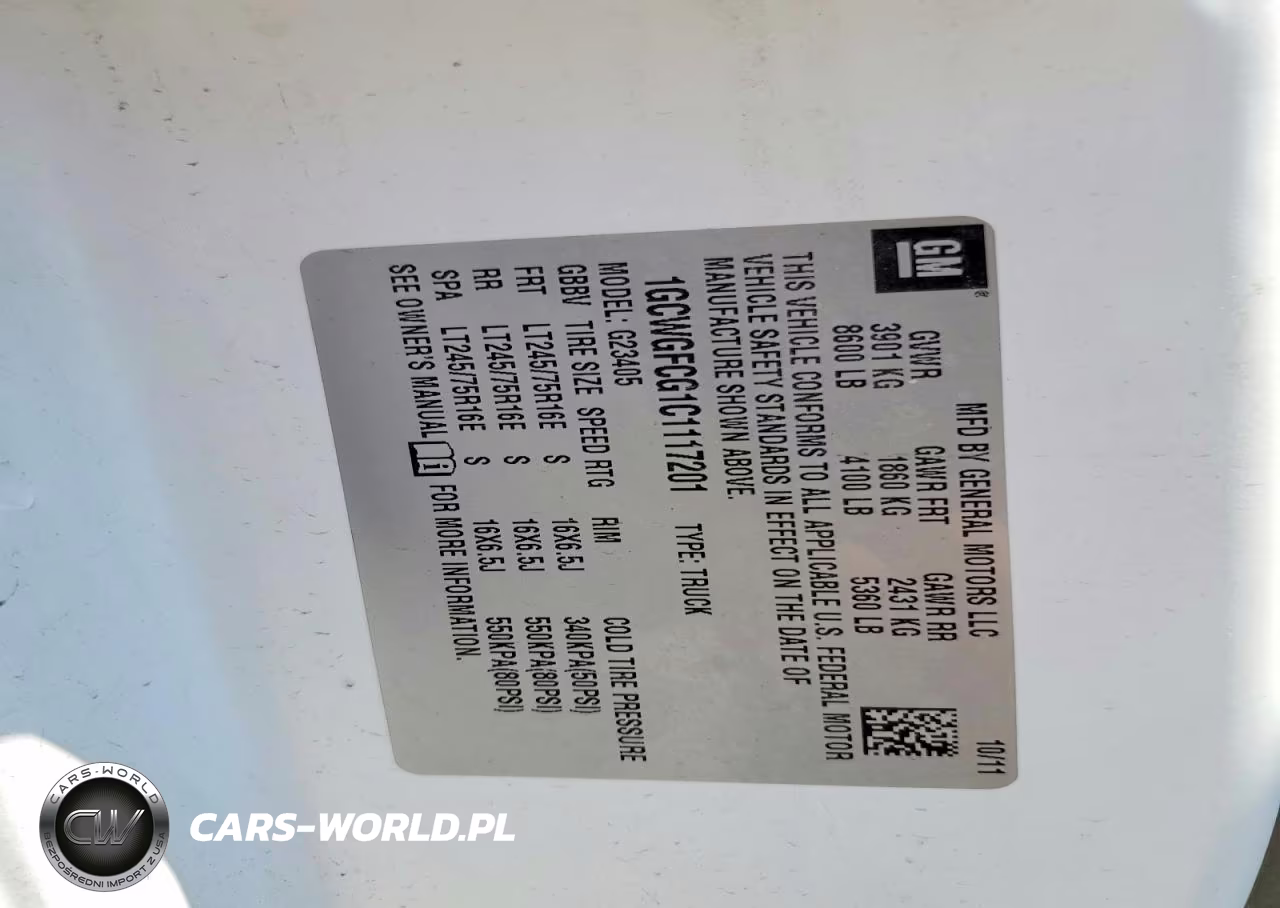 2012 Chevrolet Express G2500 VIN:1GCWGFCG1C1117201 - 13