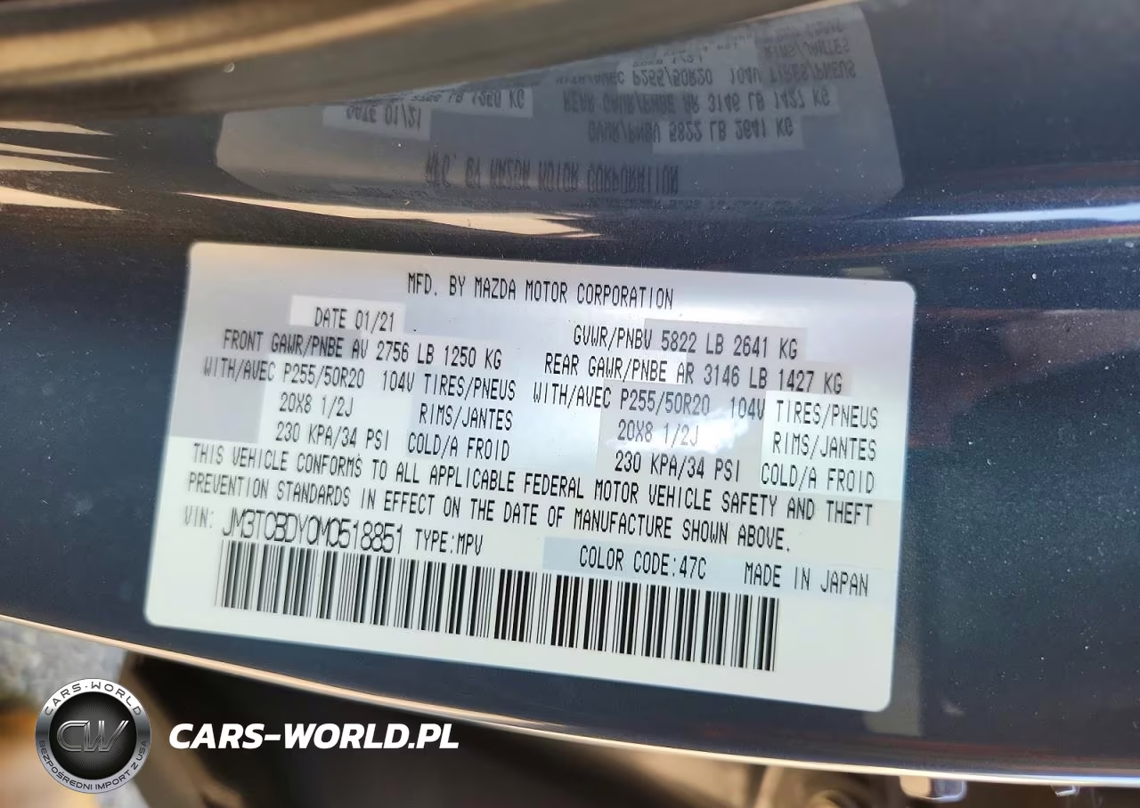 2021 Mazda Cx-9 Grand Touring VIN:JM3TCBDY0M0518851 - 13