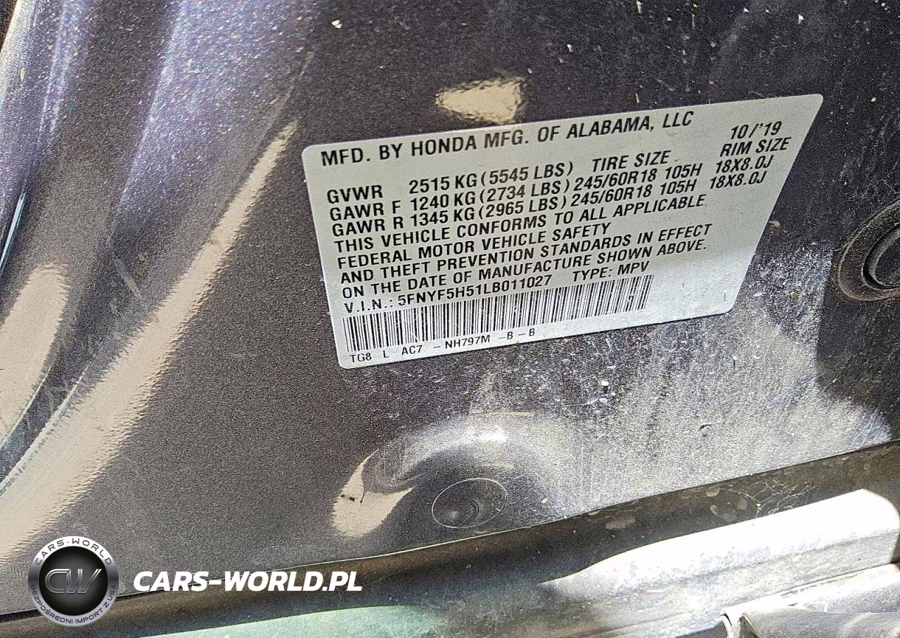 2020 Honda Pilot Exl VIN:5FNYF5H51LB011027 - 13