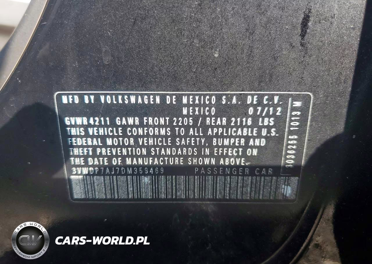 2013 Volkswagen Jetta Se VIN:3VWDP7AJ7DM359469 - 12