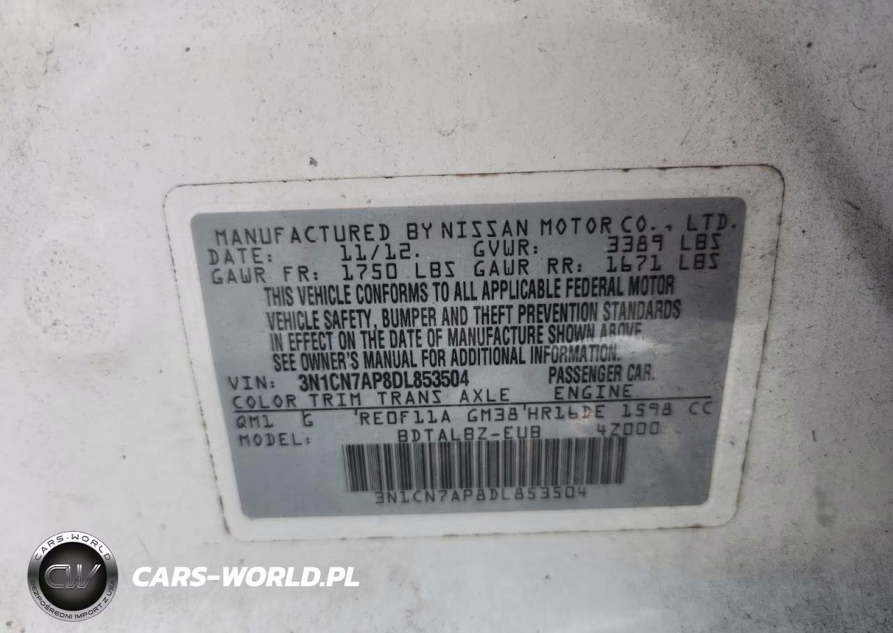2013 Nissan Versa 1.6 S VIN:3N1CN7AP8DL853504 - 12
