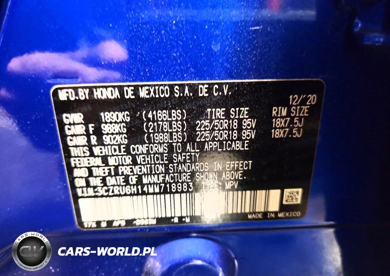 2021 Honda Hr-V Sport VIN:3CZRU6H14MM718983 - 14