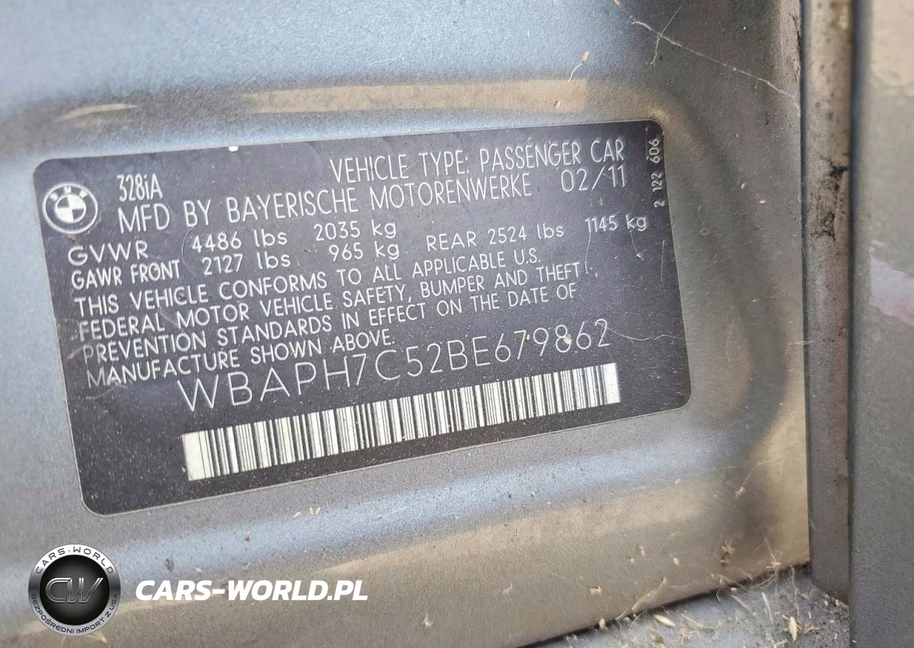 2011 BMW 328 I VIN:WBAPH7C52BE679862 - 12