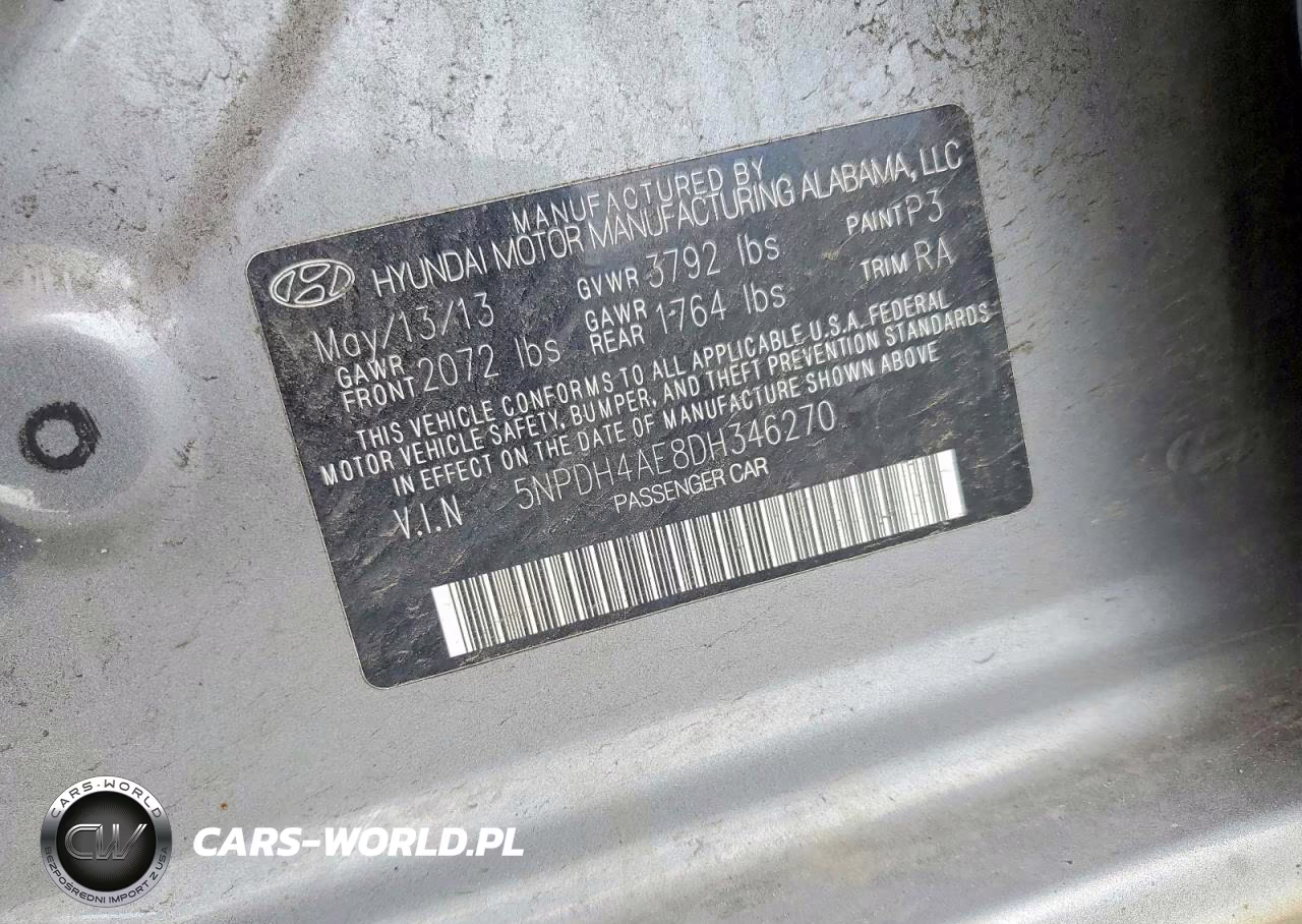 2013 Hyundai Elantra Gls VIN:5NPDH4AE8DH346270 - 12