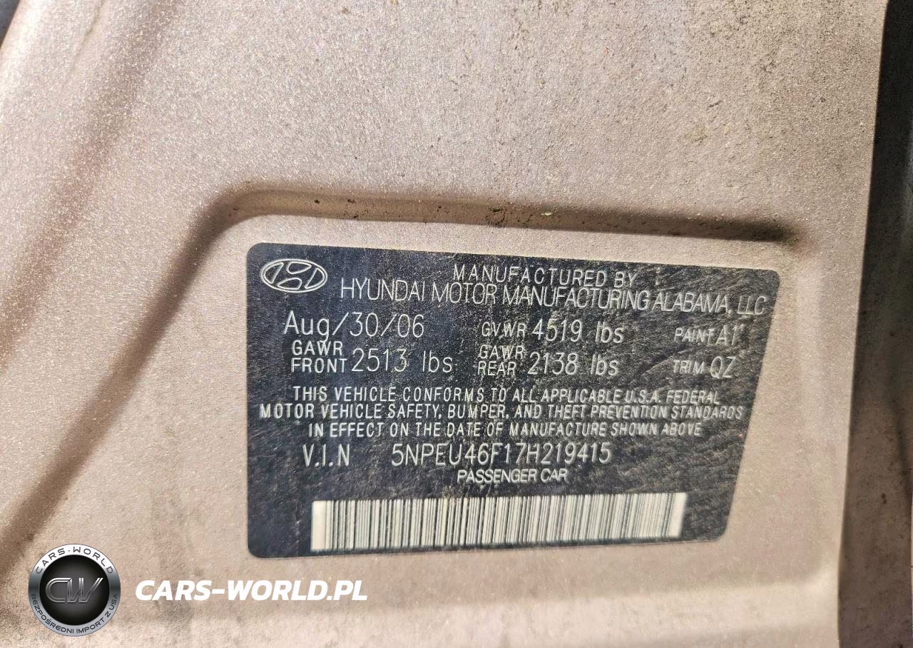 2007 Hyundai Sonata Se VIN:5NPEU46F17H219415 - 12