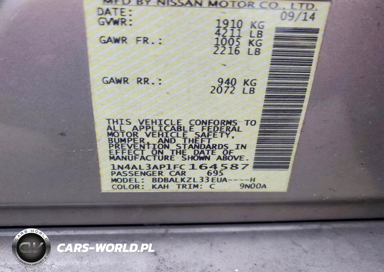 2015 Nissan Altima 2.5 Sv VIN:1N4AL3AP1FC164587 - 12