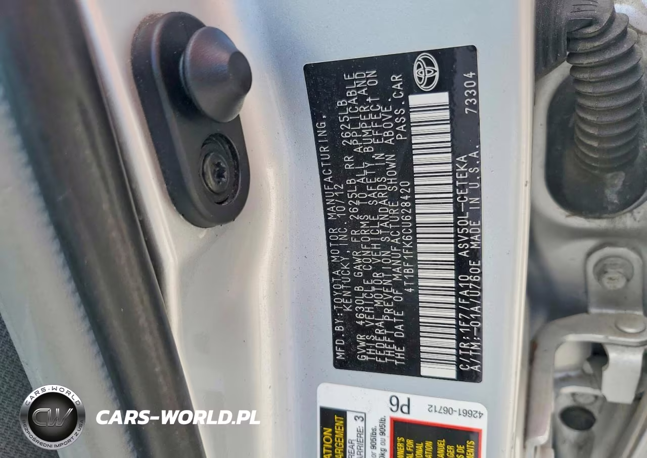 2012 Toyota Camry L VIN:4T1BF1FK6CU628420 - 12