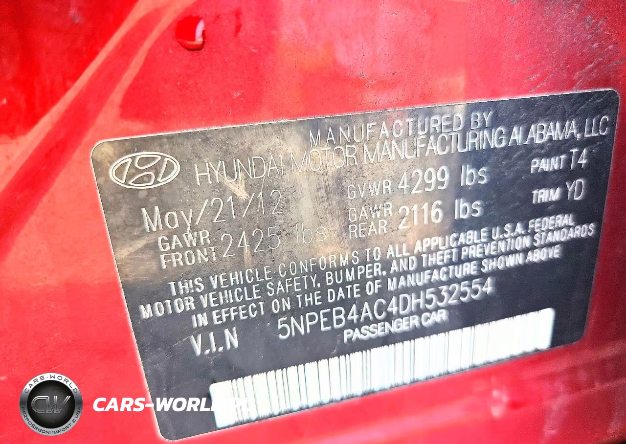 2013 Hyundai Sonata VIN:5NPEB4AC4DH532554 - 12