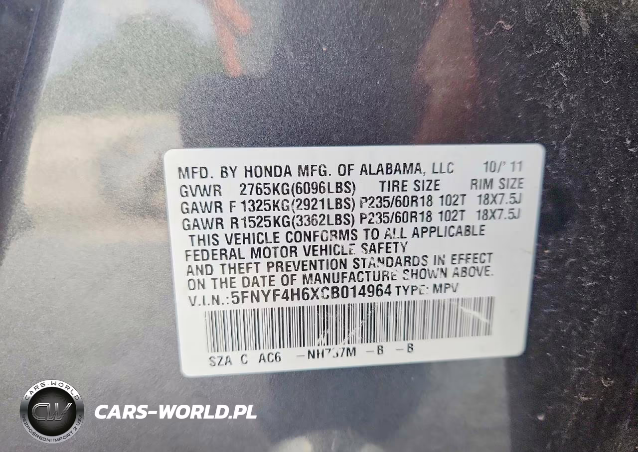 2012 Honda Pilot Exl VIN:5FNYF4H6XCB014964 - 14