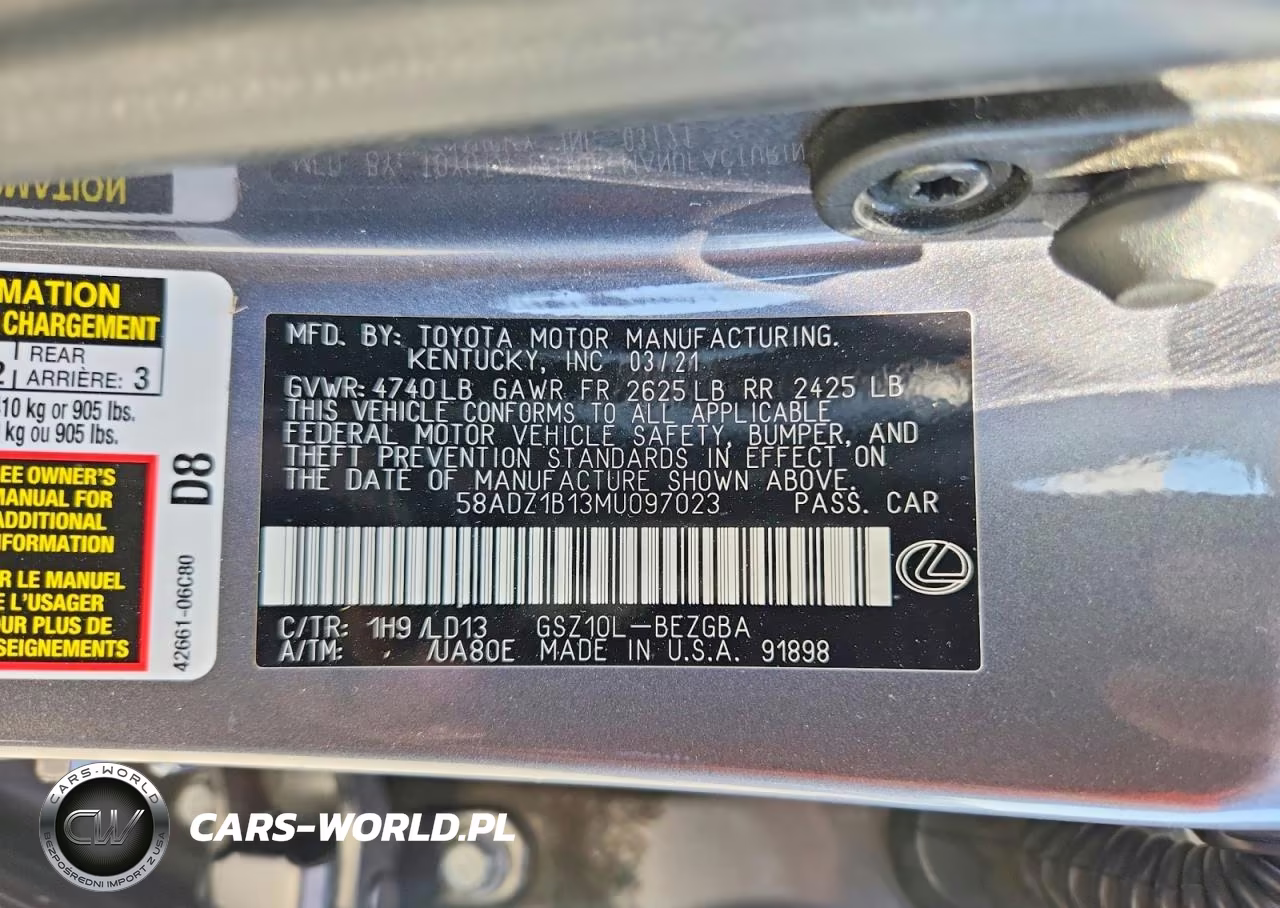 2021 Lexus Es 350 Base VIN:58ADZ1B13MU097023 - 12