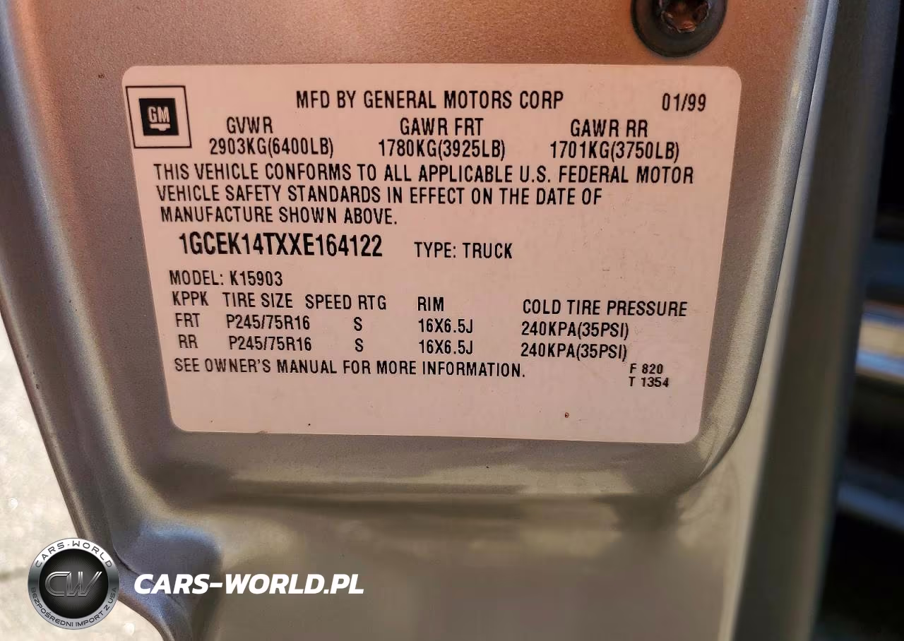 1999 Chevrolet Silverado K1500 VIN:1GCEK14TXXE164122 - 12