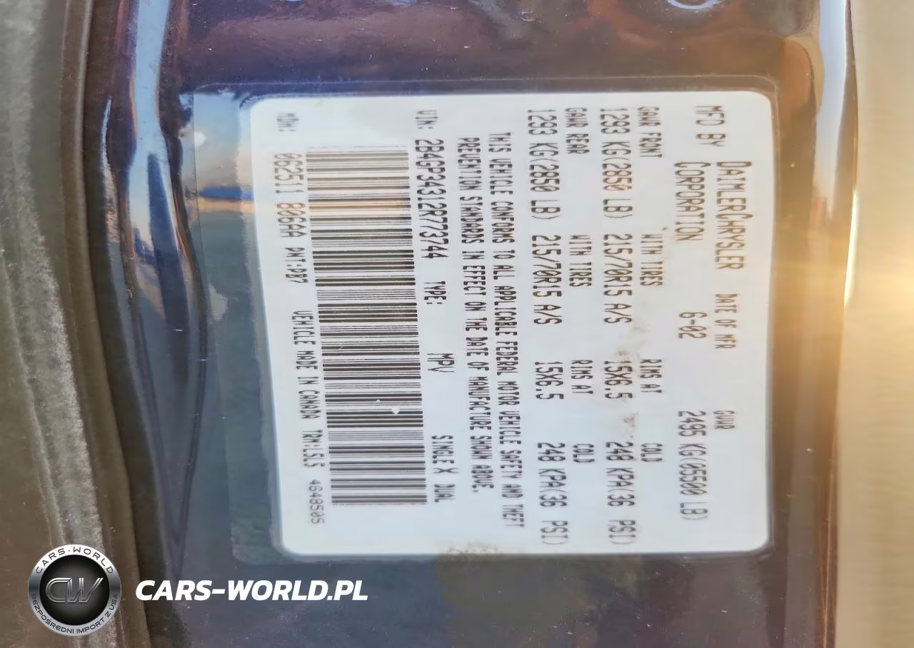 2002 Dodge Grand Caravan El VIN:2B4GP34312R773744 - 13