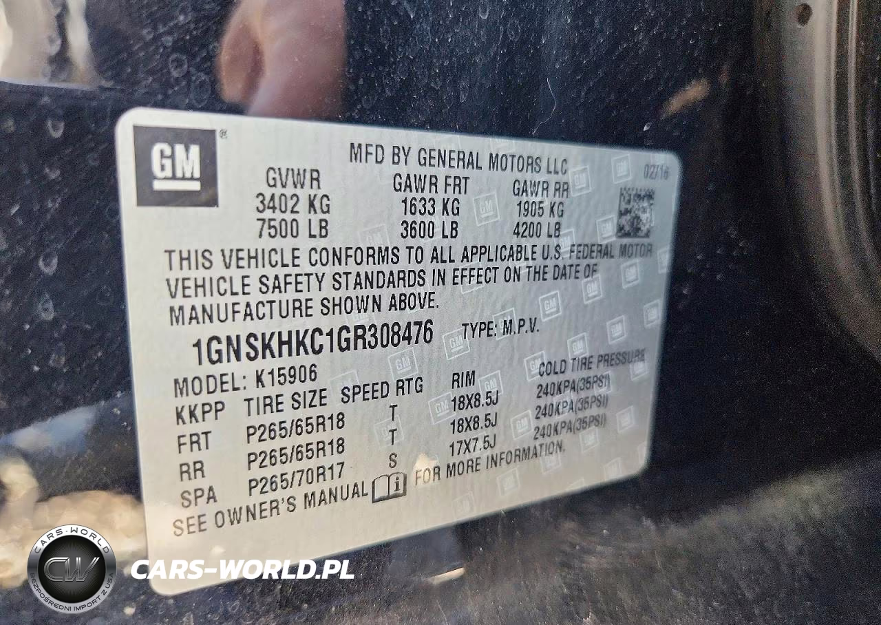 2016 Chevrolet Suburban K1500 Lt VIN:1GNSKHKC1GR308476 - 13