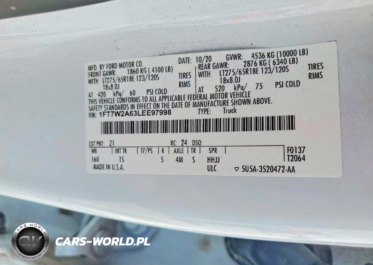 2020 Ford F-250 Xl VIN:1FT7W2A63LEE97998 - 12