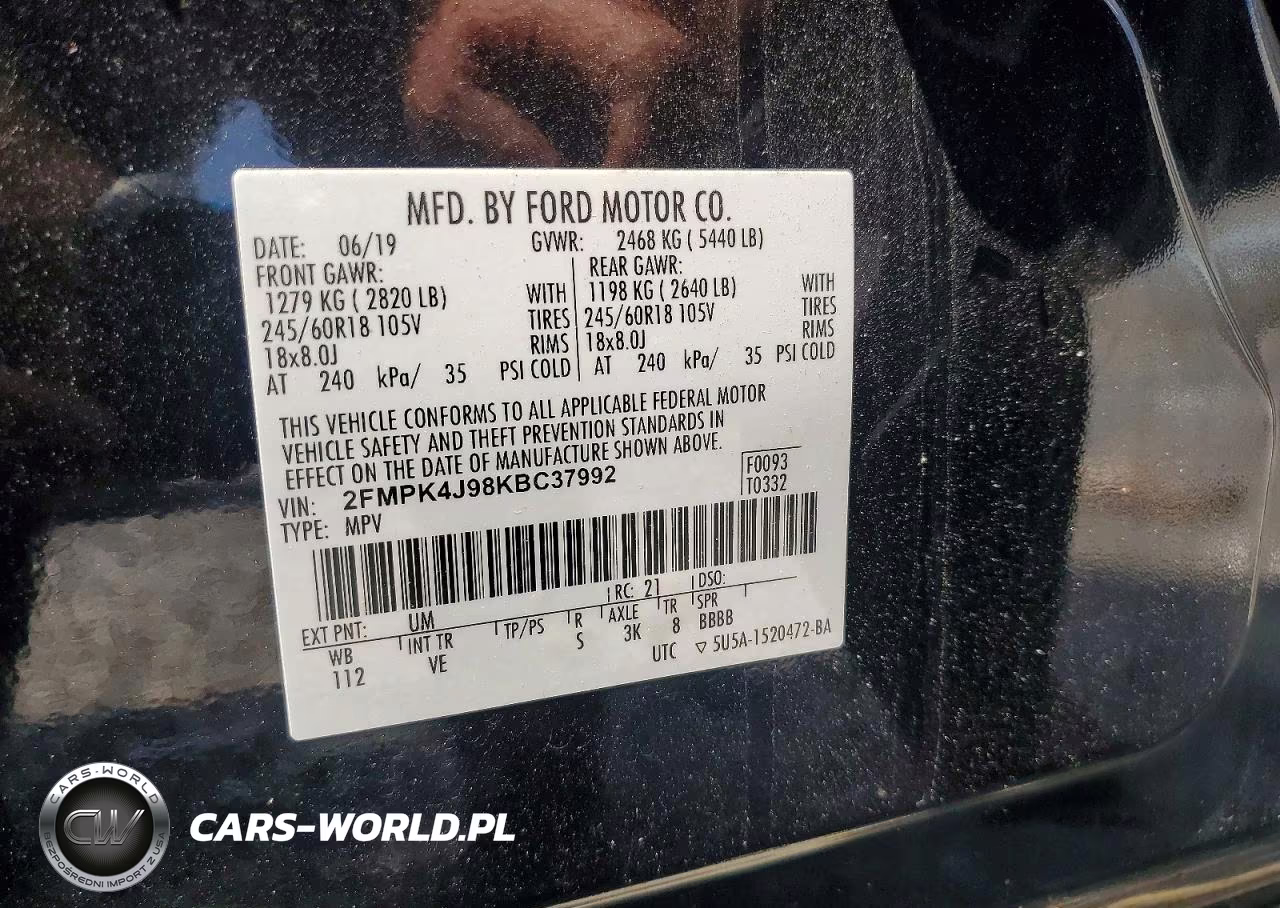 2019 Ford Edge Sel VIN:2FMPK4J98KBC37992 - 13
