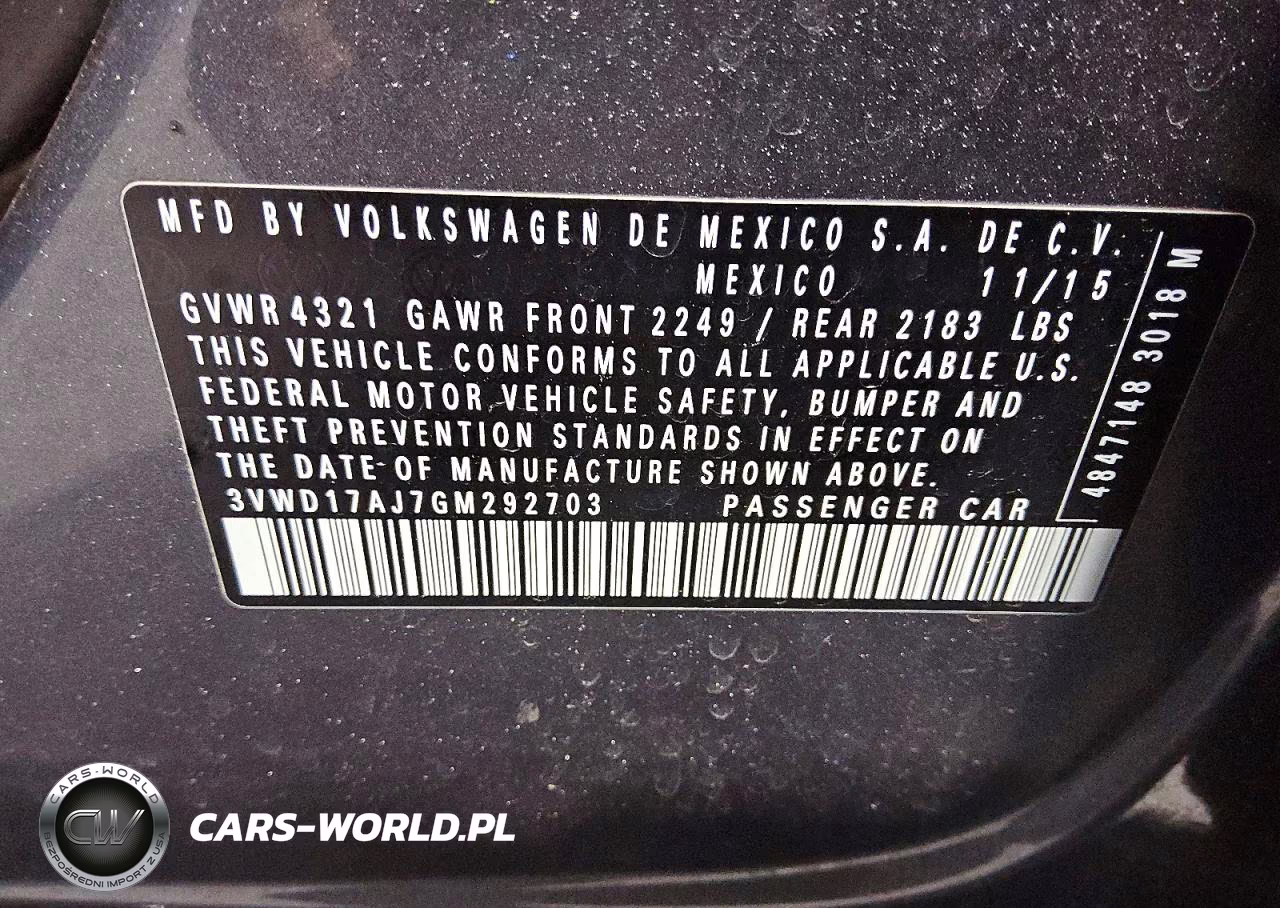 2016 Volkswagen Jetta Sport VIN:3VWD17AJ7GM292703 - 12