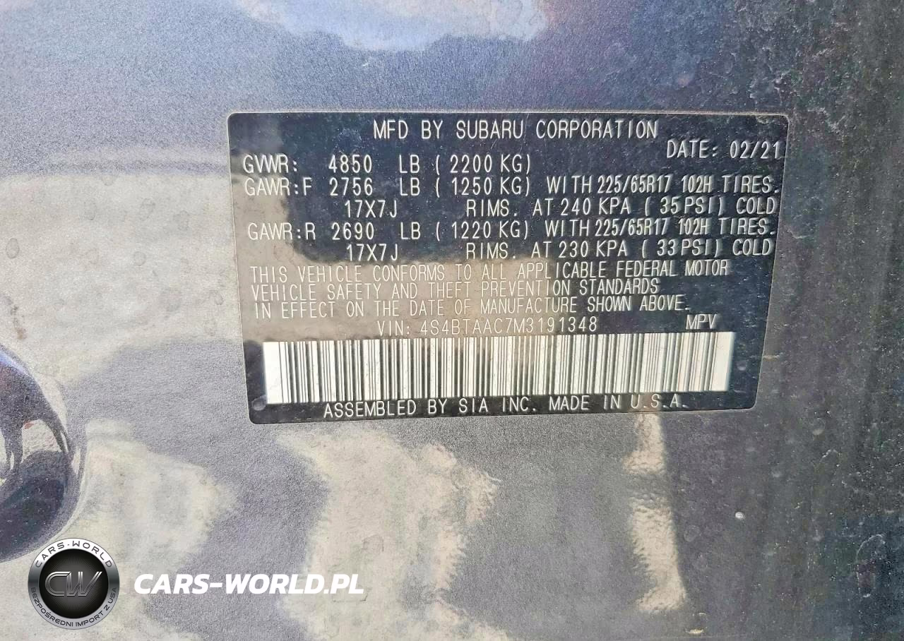 2021 Subaru Outback VIN:4S4BTAAC7M3191348 - 13