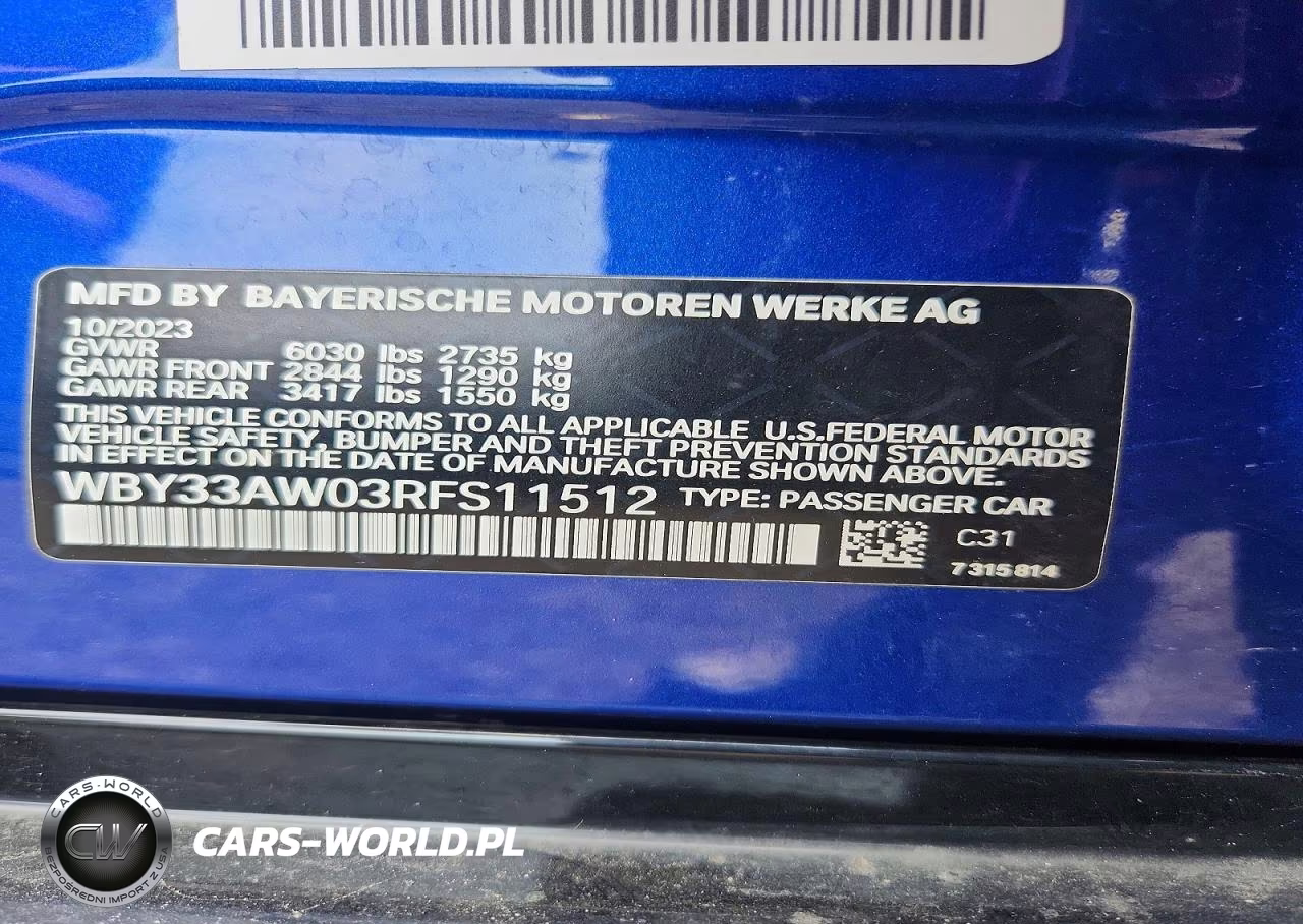 2024 BMW I4 M50 VIN:WBY33AW03RFS11512 - 12