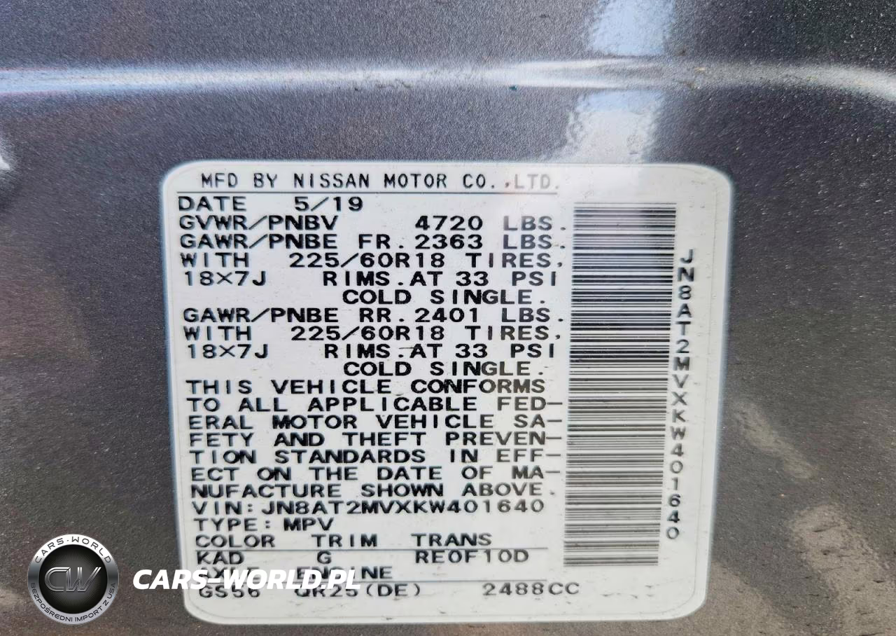 2019 Nissan Rogue Sv VIN:JN8AT2MVXKW401640 - 13
