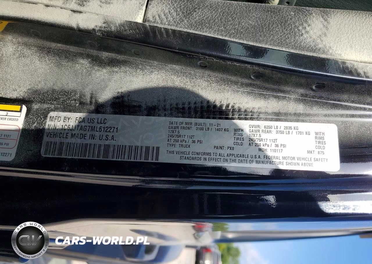 2021 Jeep Gladiator Sport VIN:1C6JJTAG7ML612271 - 12